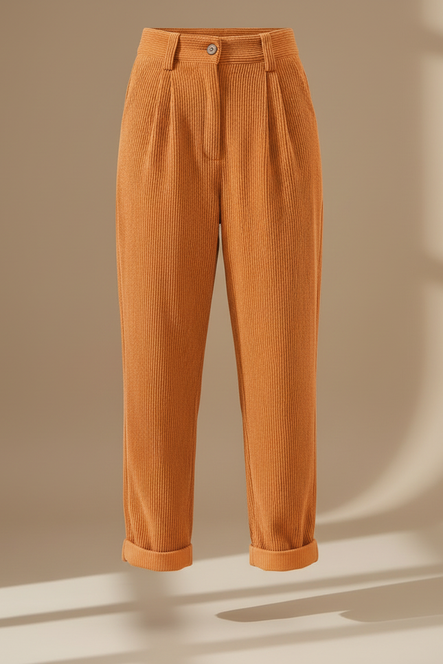 Pantalon Chino Orange Femme - Cordé - vue 3