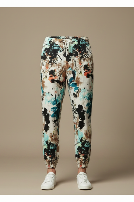 Pantalon Chino Imprimé Floral Ample Coton Léger - Multicolore - vue 3