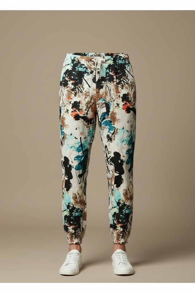 Pantalon Chino Imprimé Floral Ample Coton Léger - Multicolore - vue 3