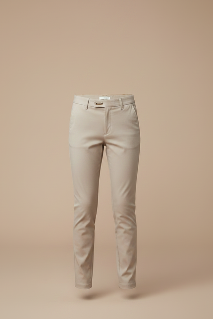 Pantalon Chino Beige Coton Slim Fille Décontracté - vue 3