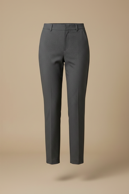 Pantalon Chino Gris Coton Droit Taille Haute Élégant - Gabardine - vue 3