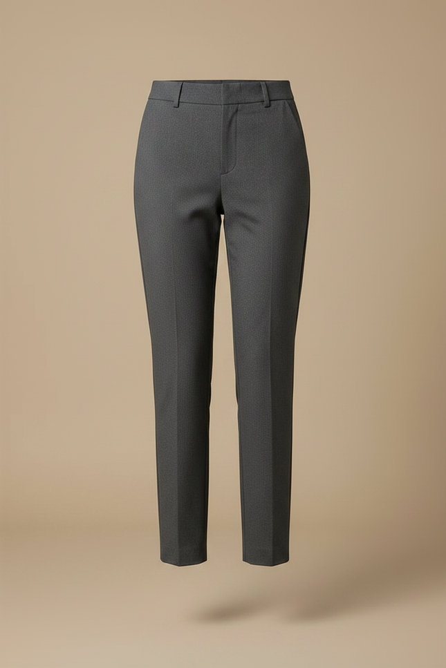Pantalon Chino Gris Coton Droit Taille Haute Élégant - Gabardine - vue 3