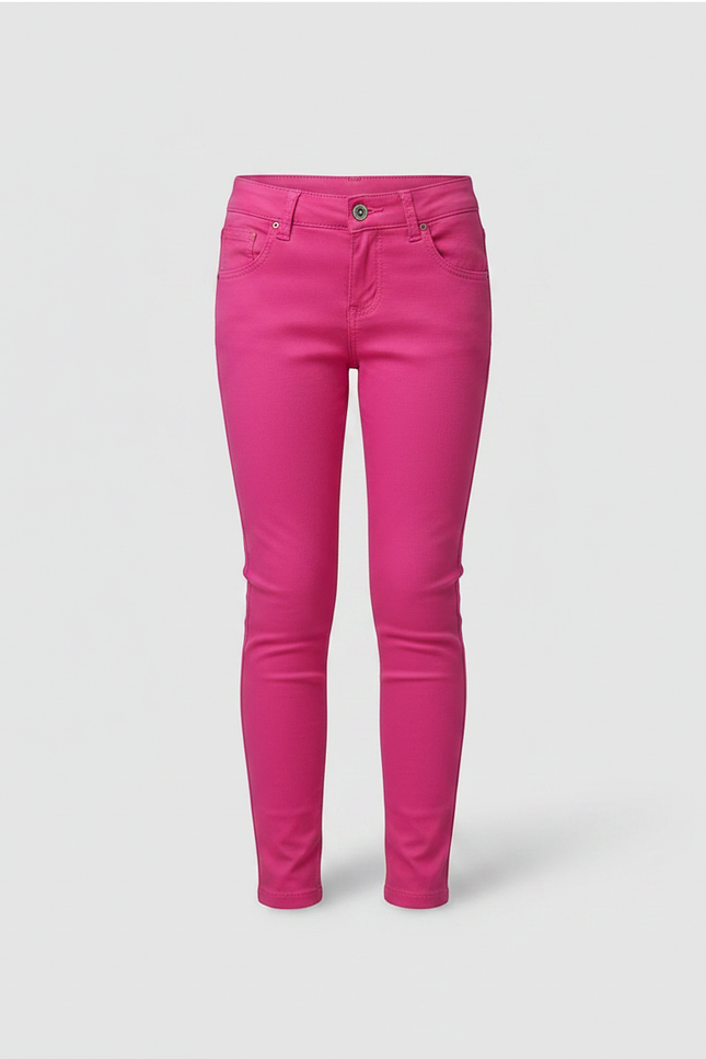 Pantalon Chino Rose Vif Skinny Fille Décontracté - Coton - vue 3