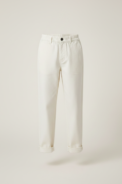 Pantalon Chino Écru Coton Droit Confortable Enfant - Beige - vue 3