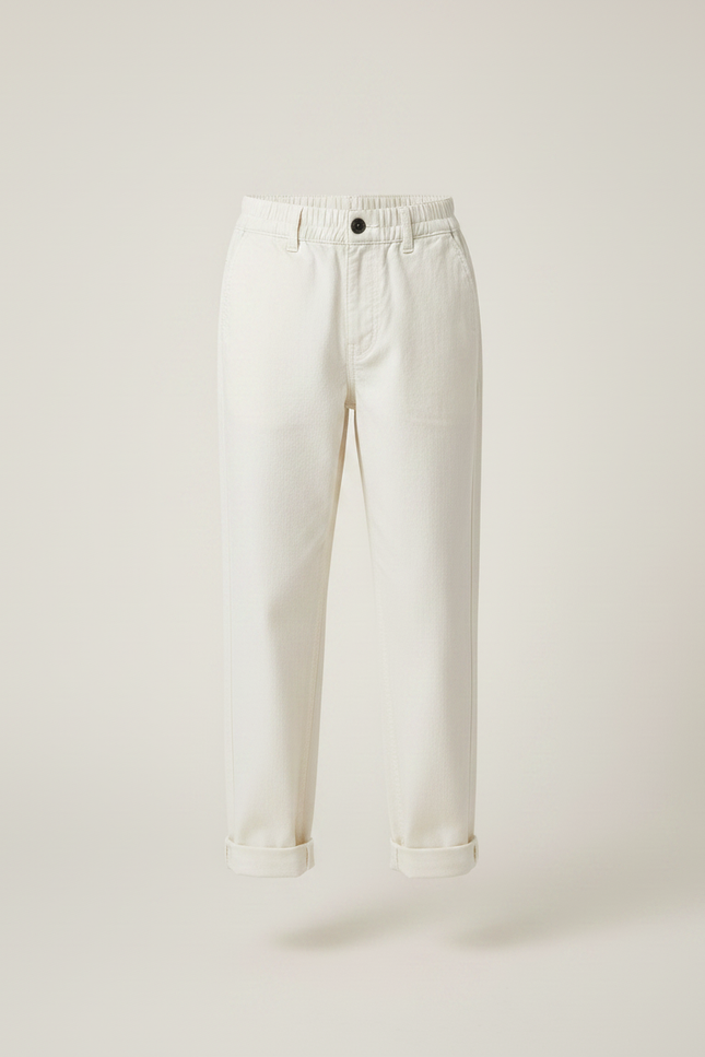 Pantalon Chino Écru Coton Droit Confortable Enfant - Beige - vue 3