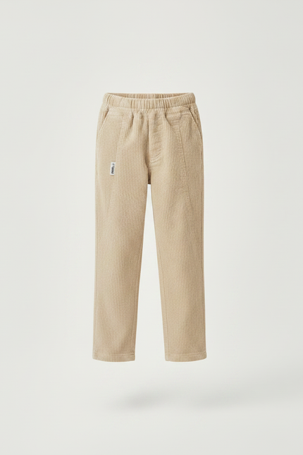 Pantalon Chino Beige Côtelé Droit Décontracté Enfant - Cordé - vue 3