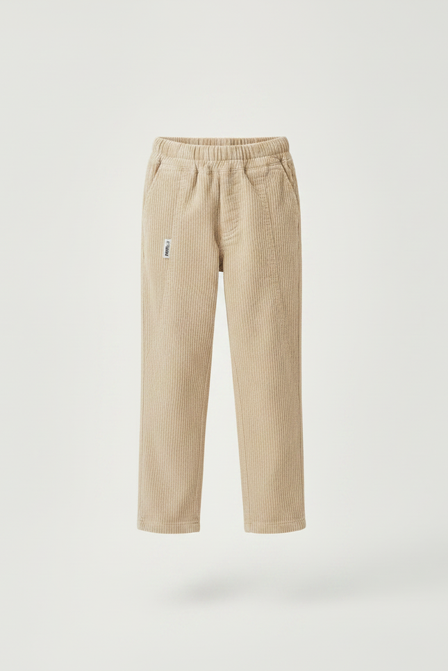 Pantalon Chino Beige Côtelé Droit Décontracté Enfant - Cordé - vue 3