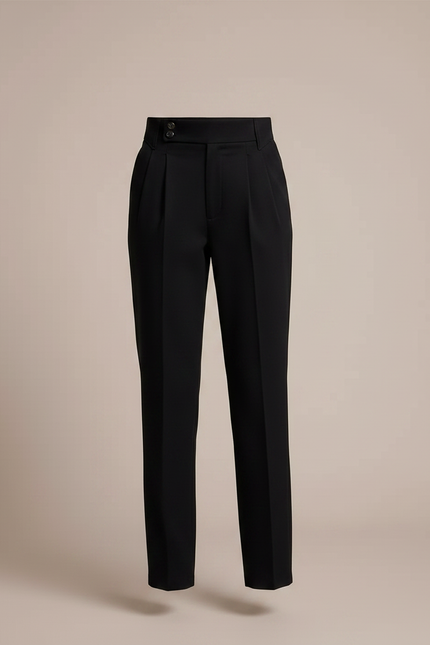 Pantalon Chino Noir Droit Élégant Taille Haute Fille - Gabardine - vue 3