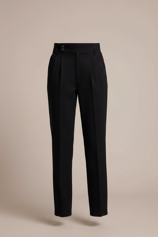Pantalon Chino Noir Droit Élégant Taille Haute Fille - Gabardine - vue 3