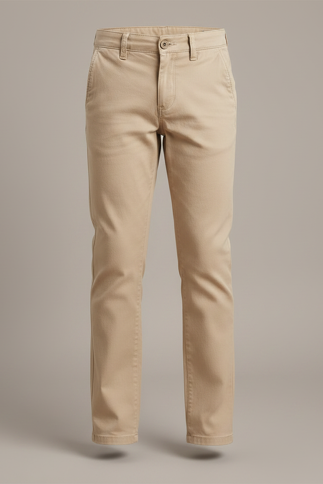 Pantalon Chino Beige Coton Slim Garçon Élégant - vue 3