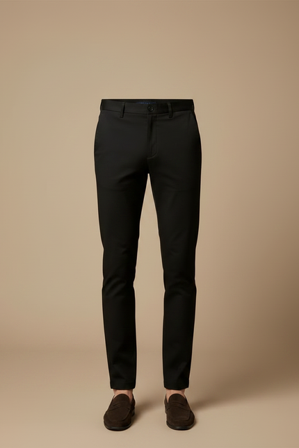 Pantalon Chino Noir Slim Homme Élégant Classique - Gabardine - vue 3