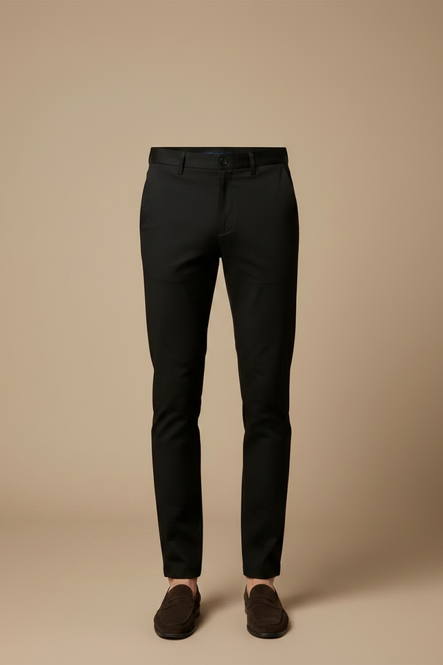 Pantalon Chino Noir Slim Homme Élégant Classique - Gabardine - vue 3