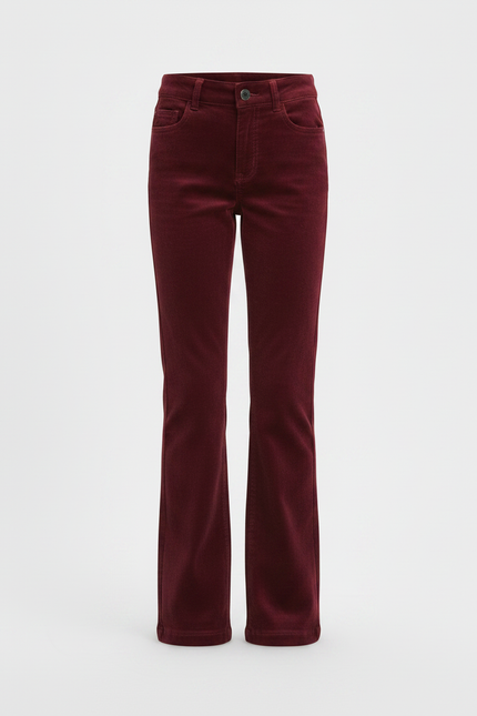 Pantalon Chino Bordeaux Côtelé Évasé Enfant Décontracté - Cordé - vue 3