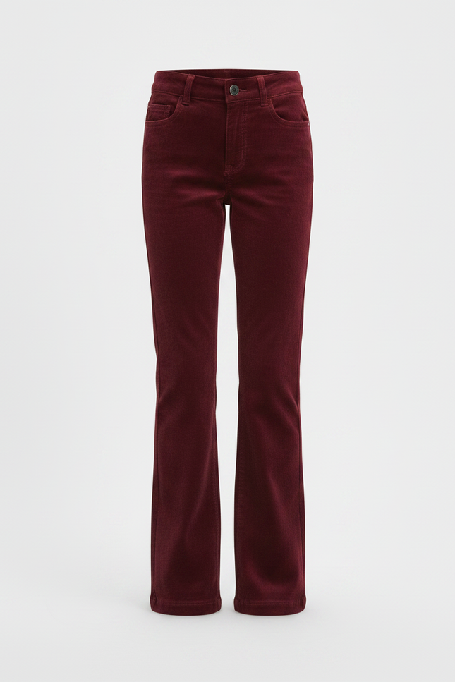 Pantalon Chino Bordeaux Côtelé Évasé Enfant Décontracté - Cordé - vue 3