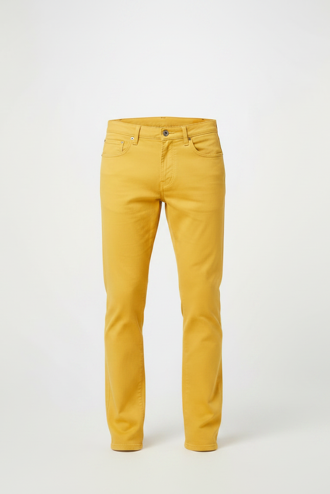 Pantalon Chino Homme Jaune Moutarde Slim Coton Stretch - vue 3