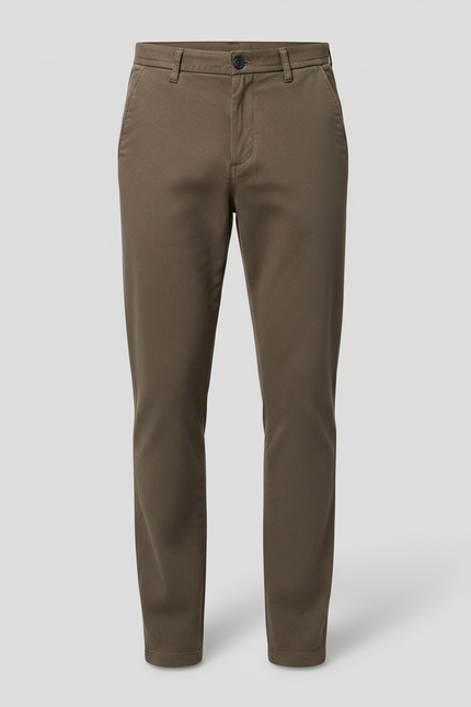 Pantalon Chino Marron Droit Extensible Confortable Homme - Gabardine - vue 3
