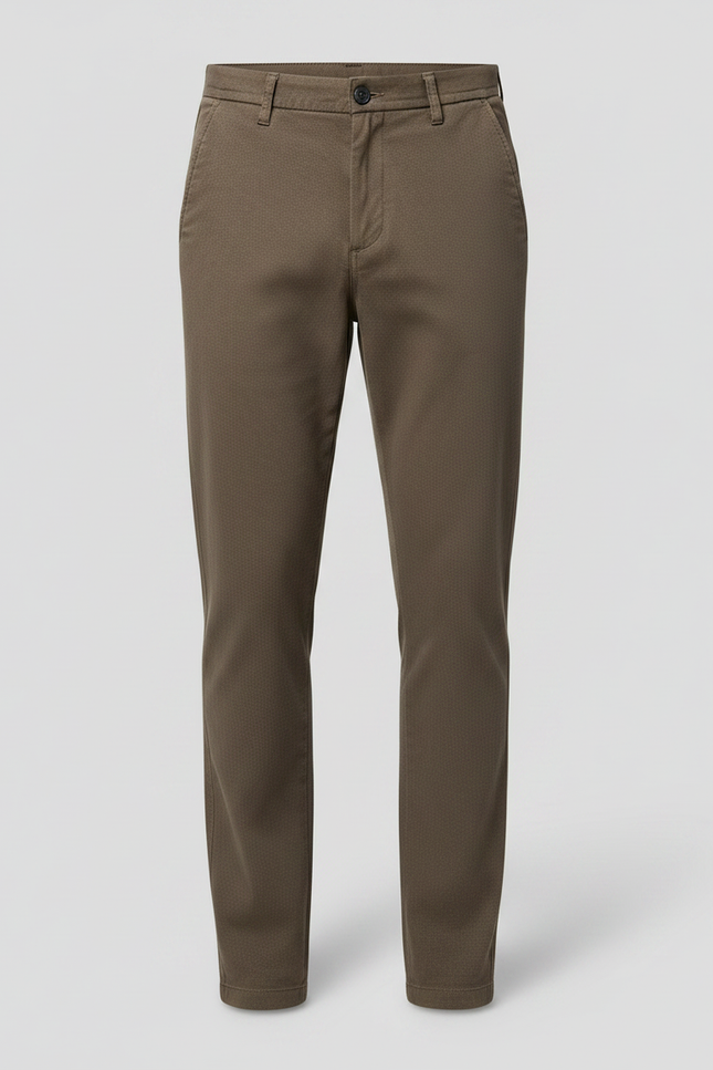 Pantalon Chino Marron Droit Extensible Confortable Homme - Gabardine - vue 3