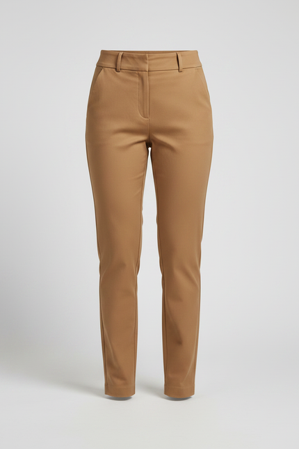 Pantalon Taille Haute Chino - Camel Gabardine - vue 3
