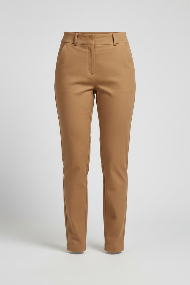 Pantalon Taille Haute Chino - Camel Gabardine - vue 3
