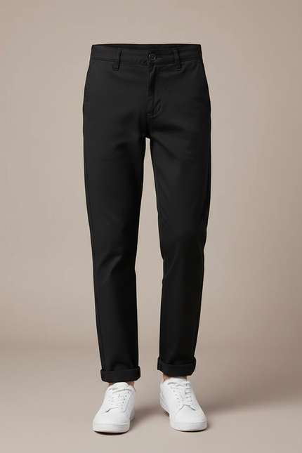 Pantalon Chino Noir Coton Droit Basique Enfant - vue 3