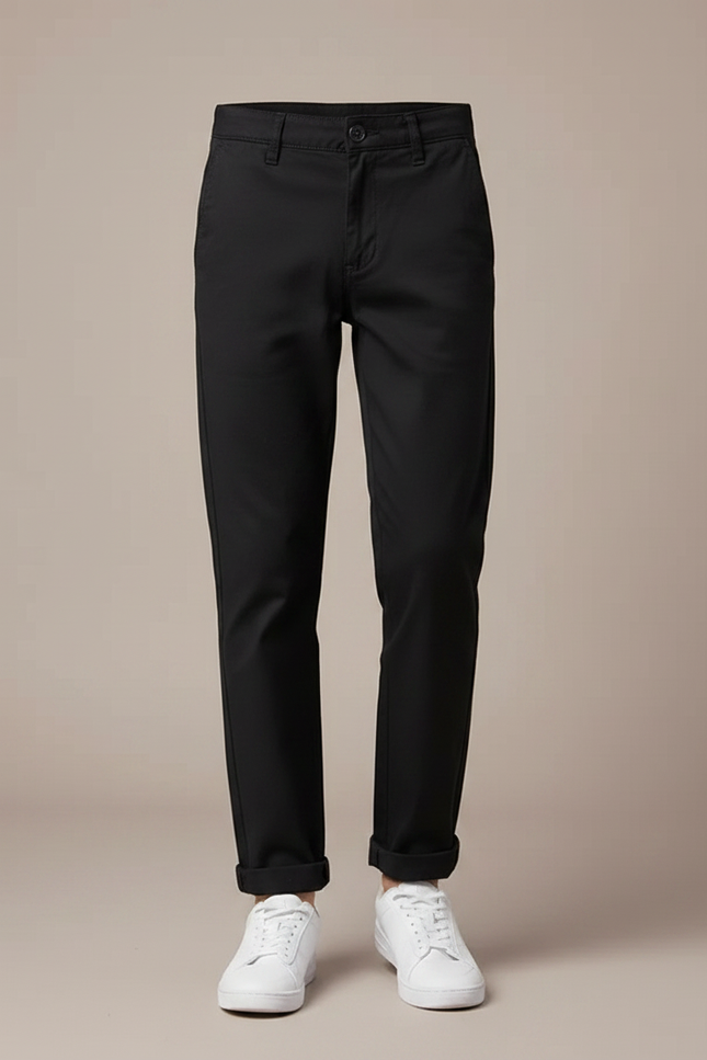Pantalon Chino Noir Coton Droit Basique Enfant - vue 3