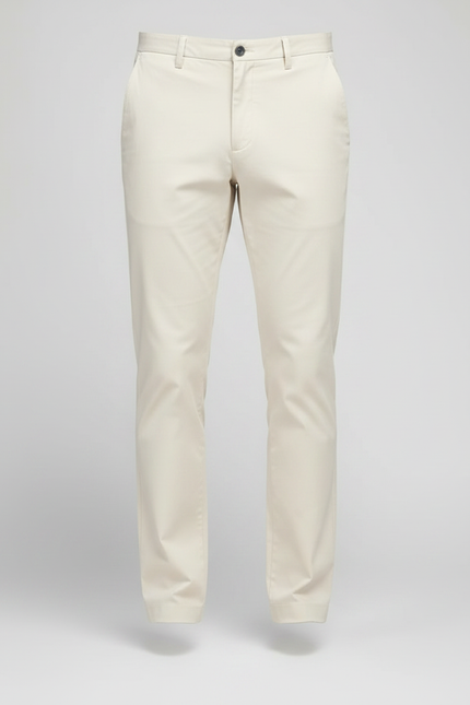 Pantalon Chino Écru Coton Droit Homme Décontracté - Beige - vue 3