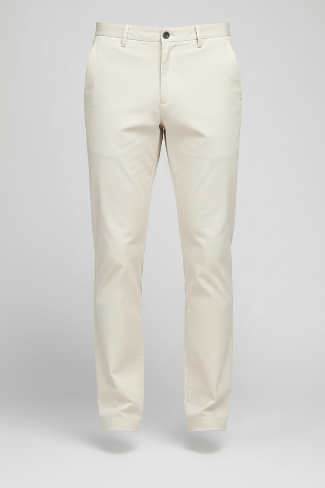 Pantalon Chino Écru Coton Droit Homme Décontracté - Beige - vue 3