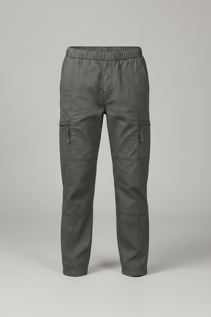 Pantalon Chino Gris Coton Cargo Garçon Décontracté - Kaki - vue 3