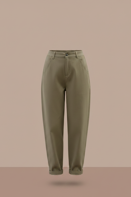 Pantalon Chino Coupe Carotte - Kaki Gabardine - vue 3