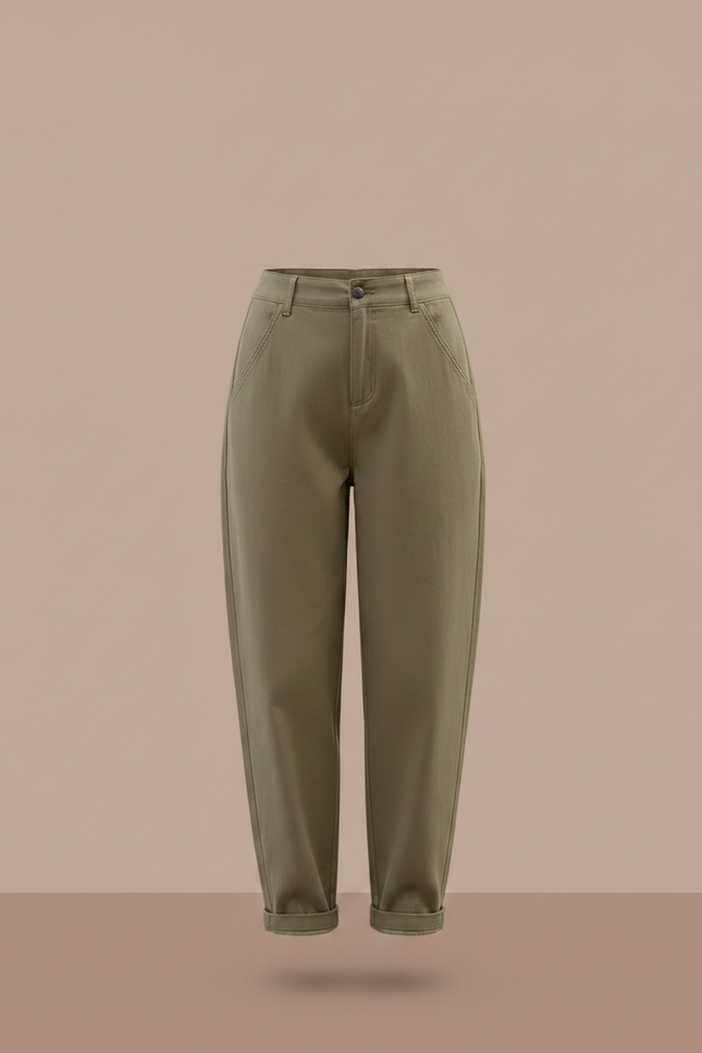 Pantalon Chino Coupe Carotte - Kaki Gabardine - vue 3