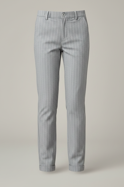 Pantalon Chino Gris Rayé Droit Décontracté Enfant - Gabardine - vue 3