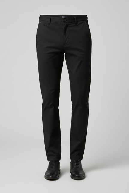 Pantalon Chino Noir Coton Stretch Homme Classique - vue 3