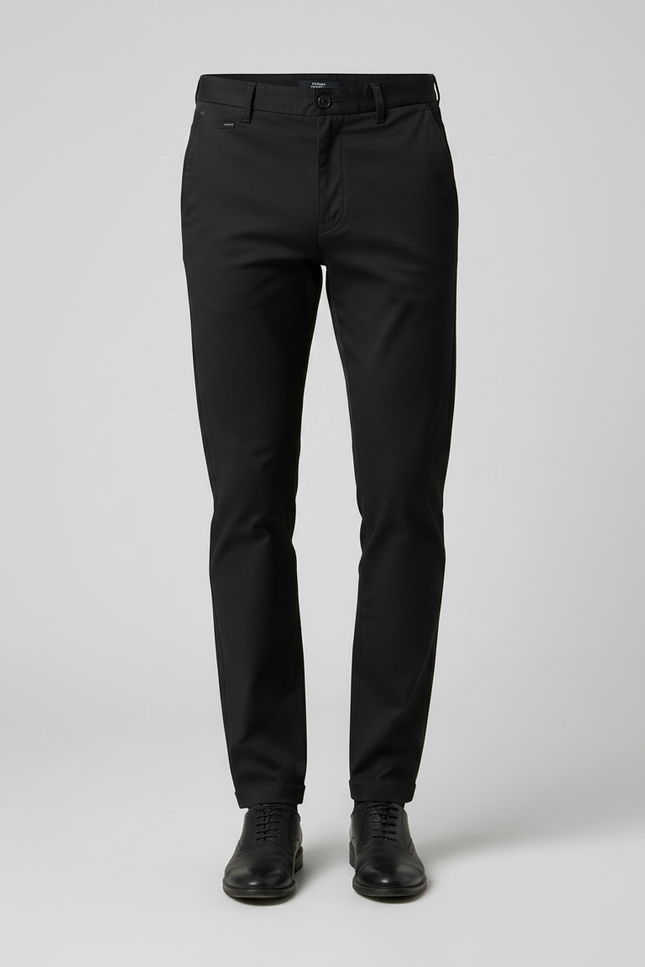 Pantalon Chino Noir Coton Stretch Homme Classique - vue 3