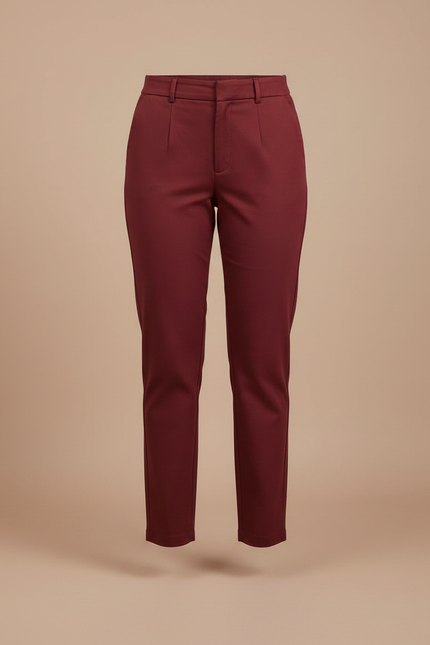 Pantalon Chino Bordeaux Taille Haute Slim Femme - Gabardine - vue 3