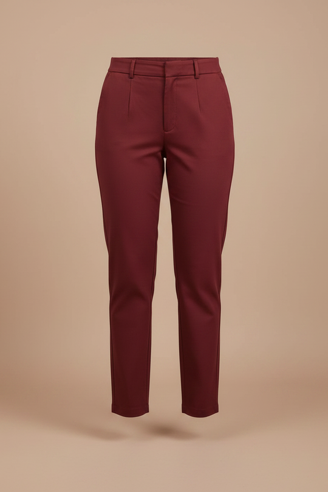 Pantalon Chino Bordeaux Taille Haute Slim Femme - Gabardine - vue 3