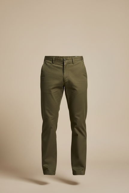 Pantalon Chino Vert Olive Coton Décontracté Homme - Kaki - vue 3