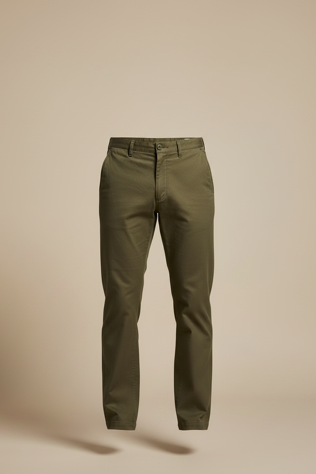 Pantalon Chino Vert Olive Coton Décontracté Homme - Kaki - vue 3