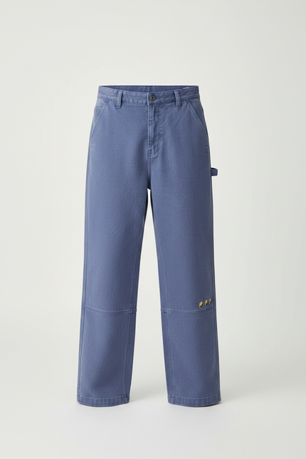 Pantalon Chino Bleu Ample Brodé Décontracté Garçon - Toile - vue 3