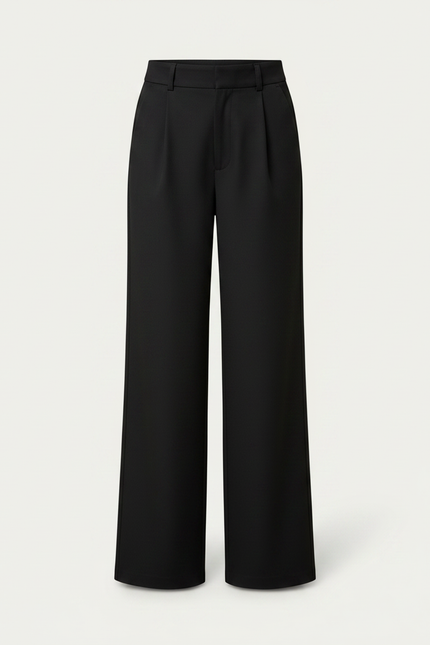 Pantalon Chino Noir Ample Fluide Taille Haute Élégant - Gabardine - vue 3