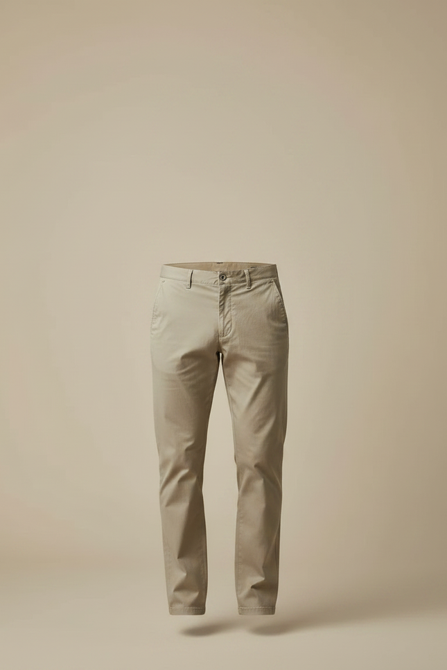 Pantalon Chino Beige Coton Droit Confortable Homme - vue 3