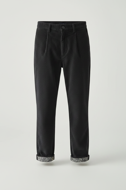 Pantalon Chino Côtelé Noir Ample Décontracté Enfant - Cordé - vue 3