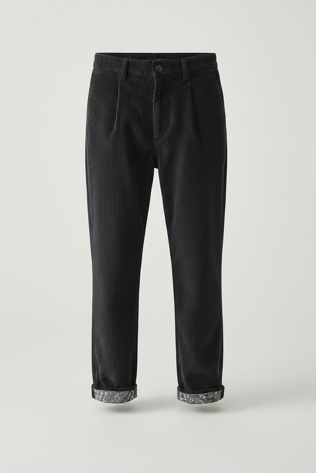 Pantalon Chino Côtelé Noir Ample Décontracté Enfant - Cordé - vue 3