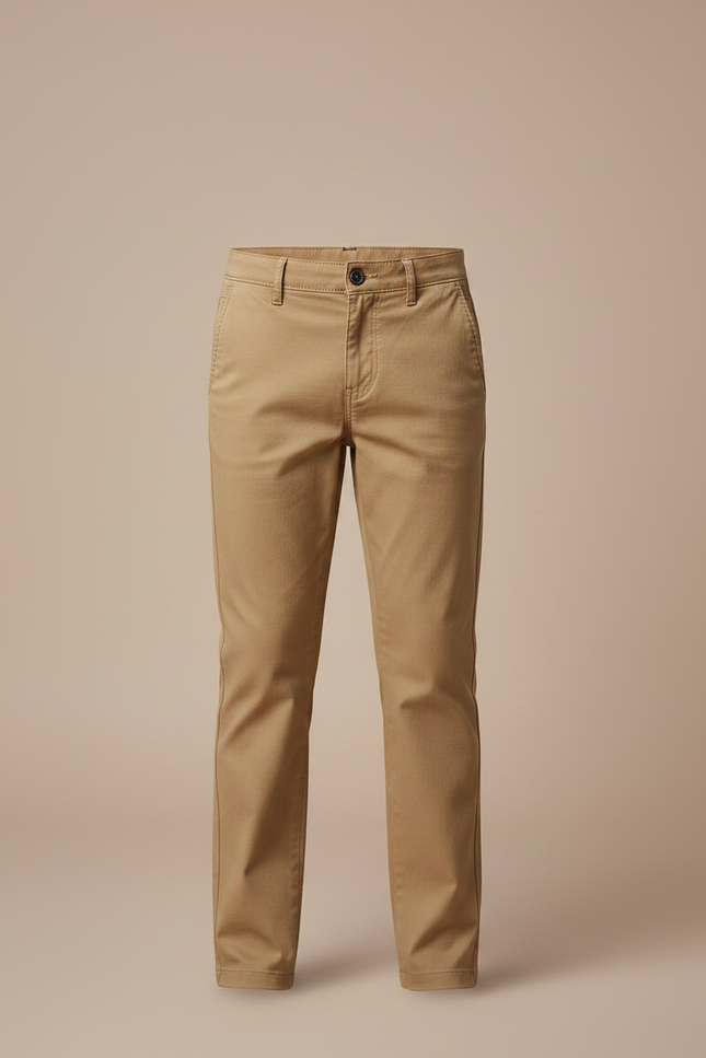 Pantalon Chino Beige Coton Droit Enfant Basique - vue 3