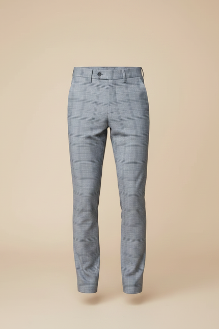 Pantalon Chino Homme Carreaux Gris Slim Élégant - Polyester - vue 3