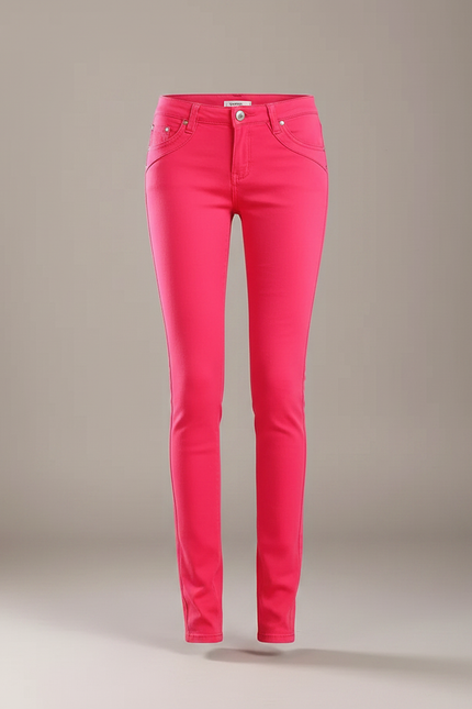 Pantalon Chino Femme Fuschia Skinny Stretch Confort - Rose Coton - vue 3