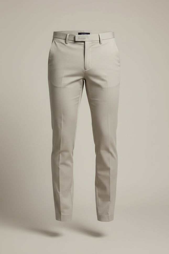 Pantalon Chino Homme Beige Slim Coton Décontracté Élégant - vue 3