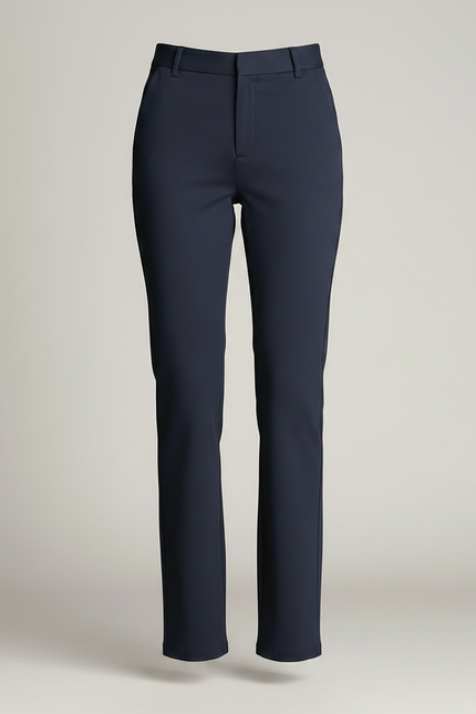 Pantalon Chino Bleu Marine Droit Élastique Élégant Femme - Gabardine - vue 3