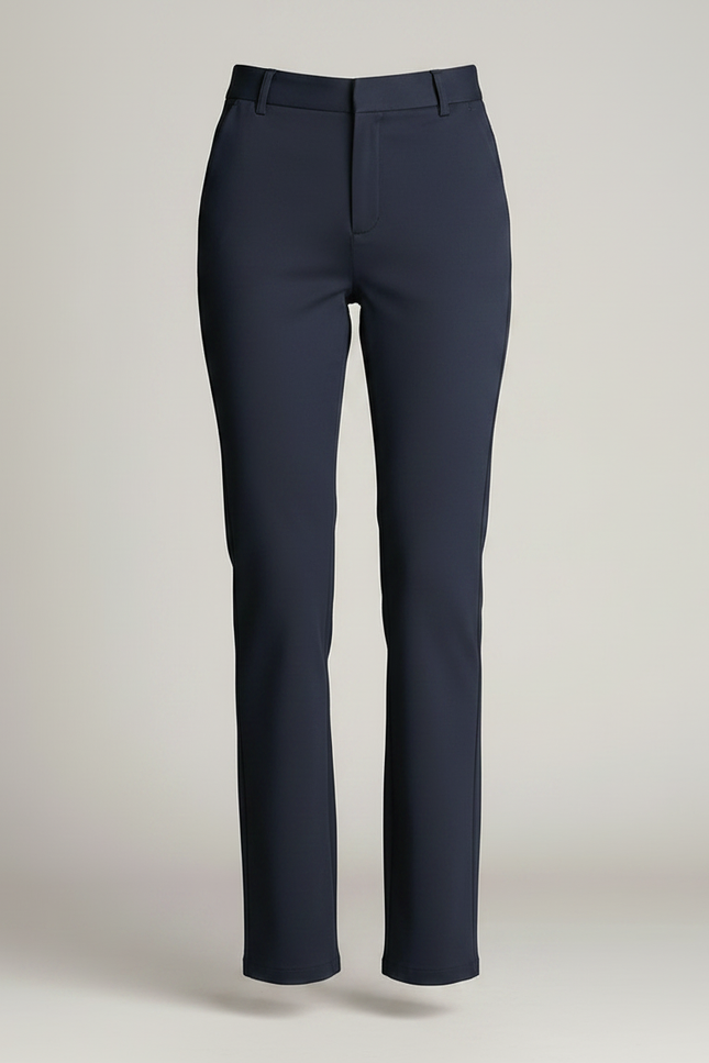 Pantalon Chino Bleu Marine Droit Élastique Élégant Femme - Gabardine - vue 3