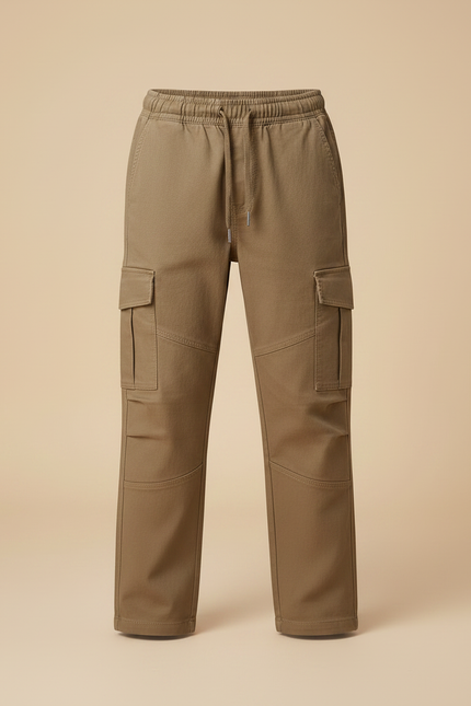 Pantalon Chino Kaki Cargo Coton Droit Garçon - Gabardine - vue 3