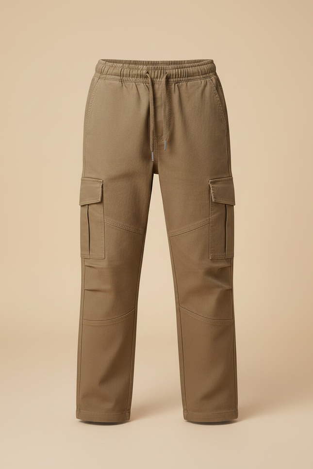 Pantalon Chino Kaki Cargo Coton Droit Garçon - Gabardine - vue 3